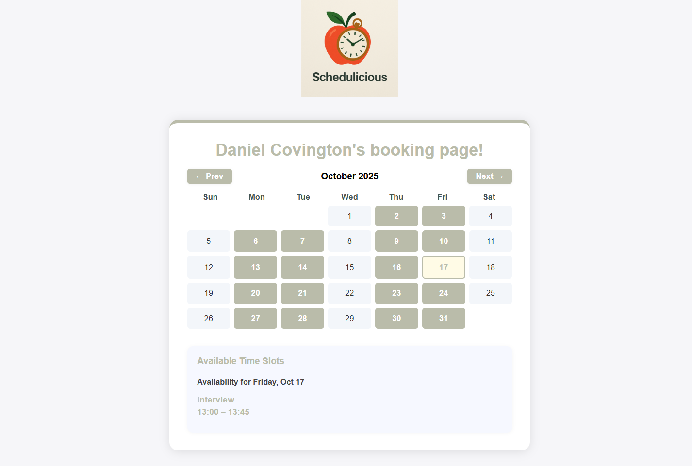 Client selects a time and confirms